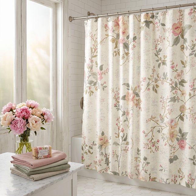 Romantic Pink Rose Shower Curtain (Creator Uploaded)