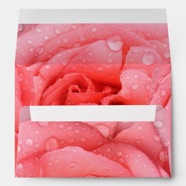 Romantic Pink Rose Water Drops Envelope (Back (Bottom))