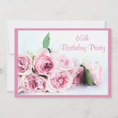 Romantic Pink Roses 65th Birthday Invitation (Front)