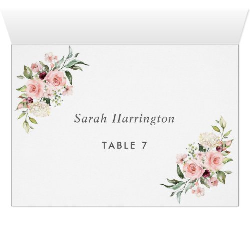 Romantic Pink Roses Dusty Rose Wedding Place Card