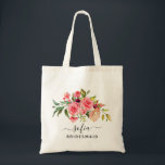 Romantic Pink Roses Floral Bridesmaid Wedding Tote<br><div class="desc">Get matching tote bags for the wedding party. Everyone will love it.
This cute tote bag has soft blush pink roses and can be personalized with the name and the job of the person.</div>