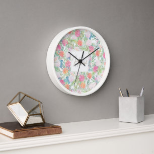 Romantic Pink roses floral Vintage Design Clock