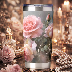 Romantic Pink Roses Love Insulated Tumbler