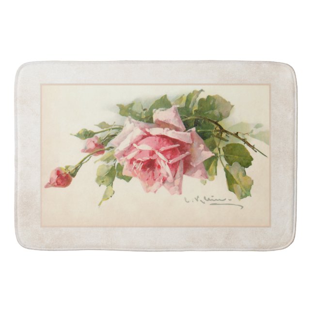 Romantic Pink Roses on Artisan Background Bathroom Mat (Front)
