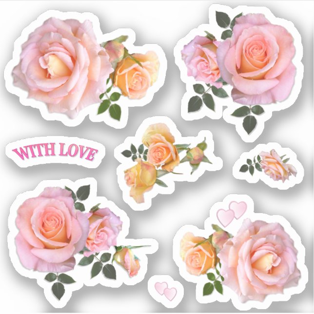 Romantic Pink Roses Sticker (Front)