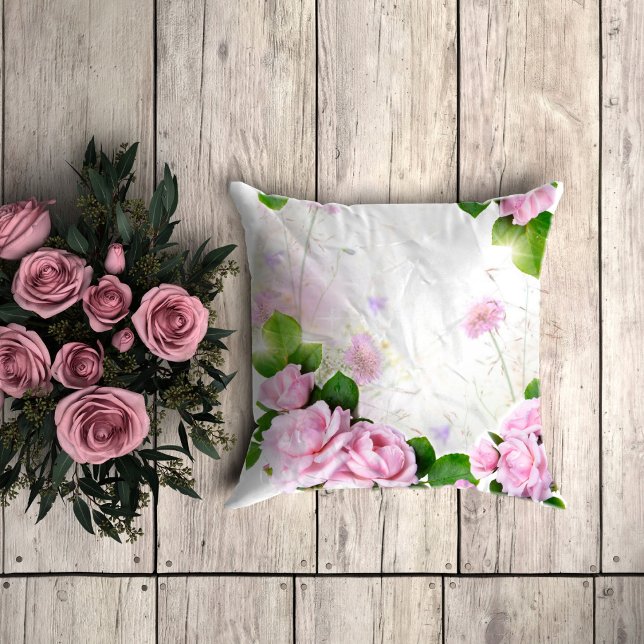 Romantic Pink Roses THROW PILLOW (Creator Uploaded)