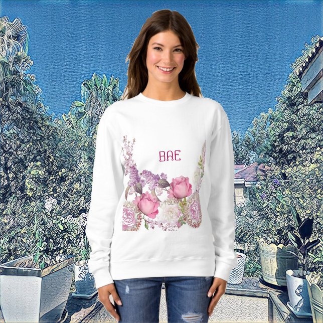 Romantic Pink Roses Valentine BAE Floral Custom  Sweatshirt (Romantic Pink Roses Valentine BAE Floral Custom Sweatshirt)