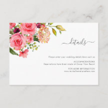 Romantic Pink Roses Wedding Enclosure Card