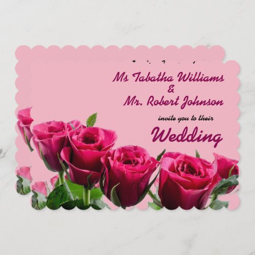 Romantic Pink Roses Wedding Invitation