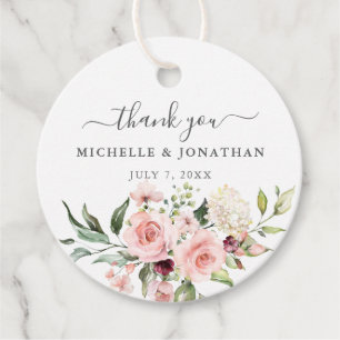 Romantic Pink Roses Wedding Thank You Favors Favor Tags
