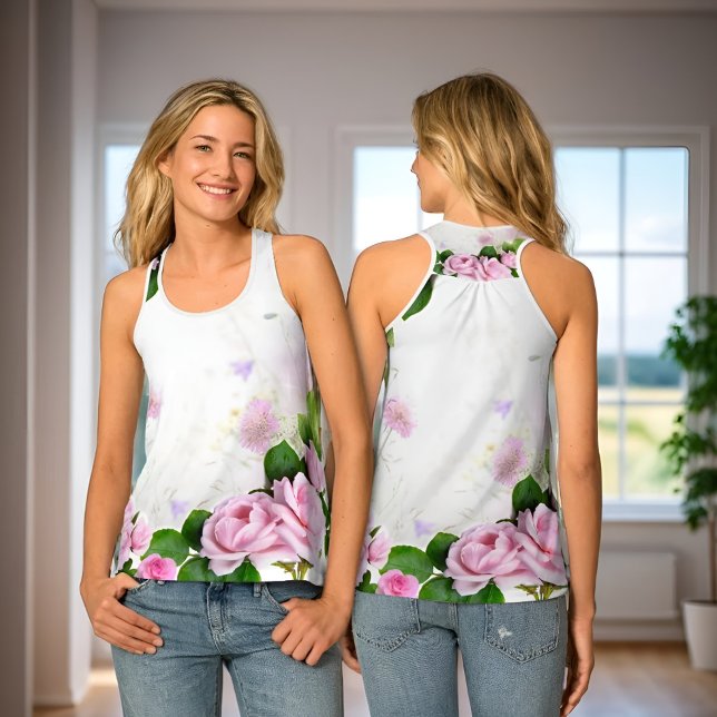 Romantic Pink Roses women Tank Top (Creator Uploaded)