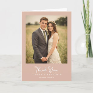 Romantic Pink Rustic Photo Letterpress Thank You Card