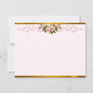 Romantic Pink Swirling Vines Floral "Thank You" Note Card