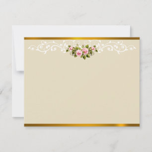Romantic Pink Swirling Vines Floral "Thank You" Note Card