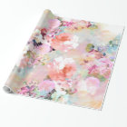 Romantic Pink Teal Watercolor Chic Floral Pattern