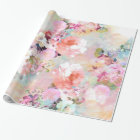 Romantic Pink Teal Watercolor Chic Floral Pattern