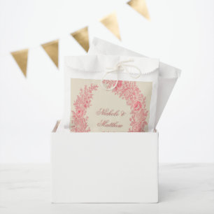 Romantic Pink Toile Flower Wedding Favor Bag