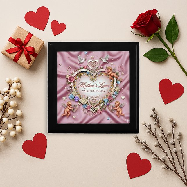 Romantic Pink Vintage Heart Cherubs Valentine's Gift Box (Creator Uploaded)