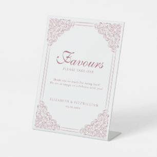 Romantic Pink Vintage Ornate Bordered Frame Favor Pedestal Sign