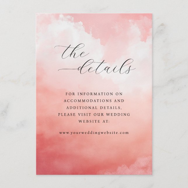 Romantic Pink Watercolor Clouds Enclosure Card (Front)