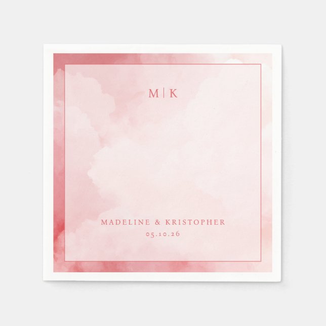 Romantic Pink Watercolor Clouds Napkins (Front)