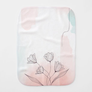 Romantic Pink Watercolor Floral Baby Burp Cloth