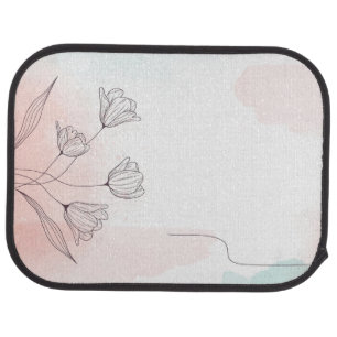 Romantic Pink Watercolor Floral Elegant Car Floor Mat