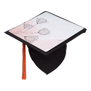 Romantic Pink Watercolor Floral Elegant Graduation Cap Topper