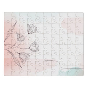 Romantic Pink Watercolor Floral Jigsaw Puzzle