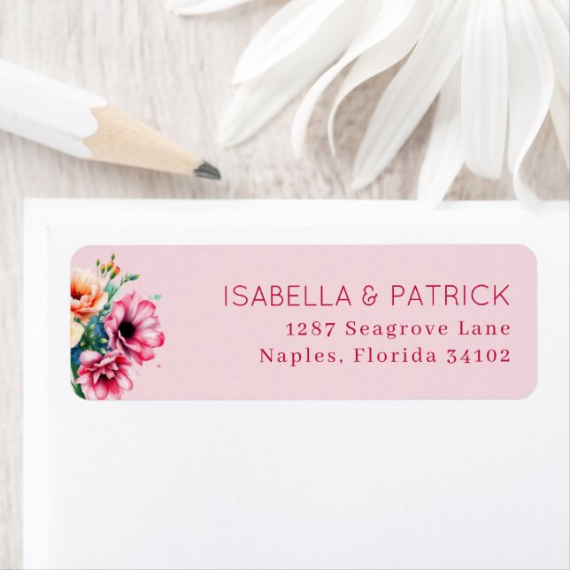 Romantic Pink Watercolor Floral Label (Insitu)