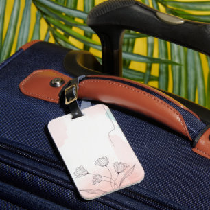 Romantic Pink Watercolor Floral Luggage Tag Travel