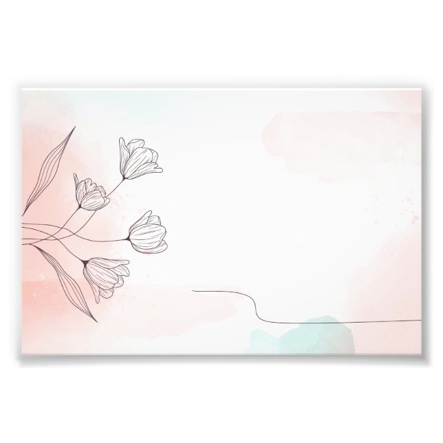 Romantic Pink Watercolor Floral  Photo Print (Front)