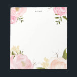 Romantic Pink Watercolor Flowers Notepad<br><div class="desc">A customizable floral notepad featuring watercolor illustrations of peonies,  roses,  baby's breath and foliage. This will be a perfect feminine accent for your office.</div>