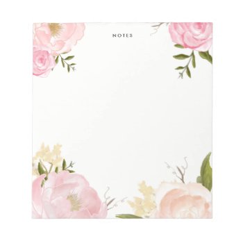 Romantic Pink Watercolor Flowers Notepad by KeikoPrints at Zazzle