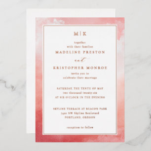 Romantic Pink Watercolor Foil Invitation