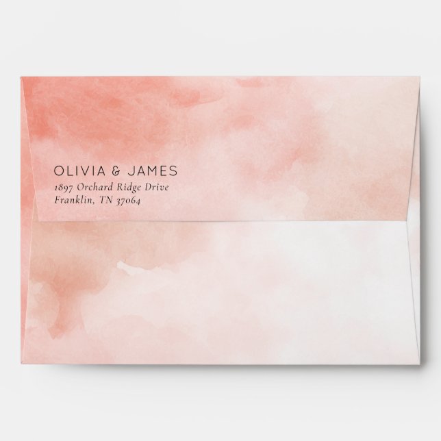 Romantic Pink Watercolor Gradient Envelope (Back (Top Flap))