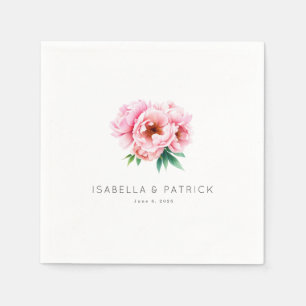 Romantic Pink Watercolor Peonies Napkins