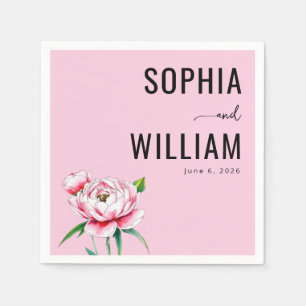 Romantic Pink Watercolor Peonies Napkins