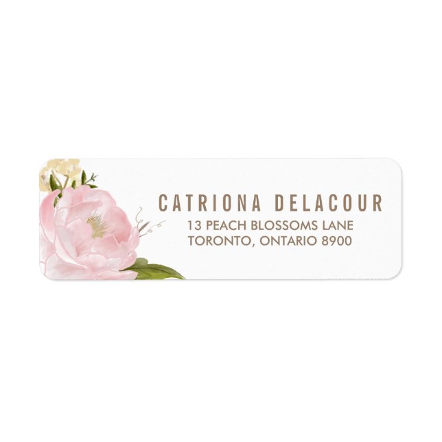 Romantic Pink Watercolor Peony Label (Front)
