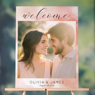 Romantic Pink Watercolor Photo Acrylic Sign