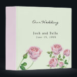 Romantic Pink Watercolor Rose Bud 3 Ring Binder<br><div class="desc">Elegant pink rose floral Save the Date invitation for spring or summer weddings feature your details delicately placed inside a golden diamond shape surrounded by beautiful pink watercolor flowers and greenery in rustic spring and summer colors including pink and green.</div>
