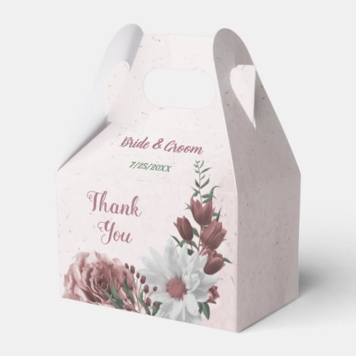 romantic pink white and cinnamon rose wedding favor boxes