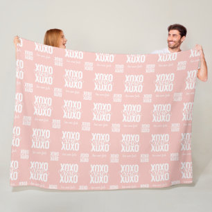 Romantic PINK XOXO Love Never Fails Valentines Fleece Blanket