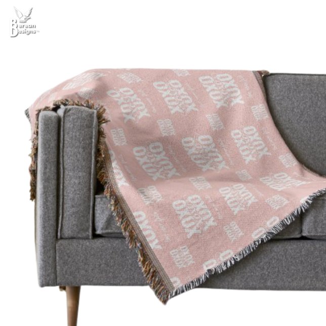 Romantic Pink XOXO Love Never Fails Valentines Throw Blanket (Fun XOXO Couples Valentine woven blanket with customizable text. Ideal for couples all year round.)