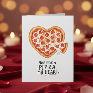 Romantic Pizza Heart Valentine Card for Him Love