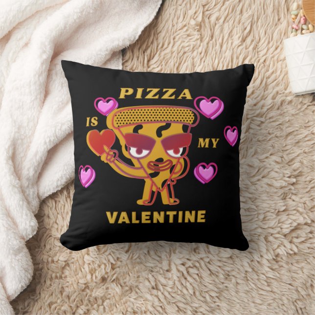 Romantic Pizza Is My Valentine Hearts Love Throw Pillow (Blanket)