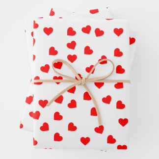 Romantic Playful Red Heart pattern Wrapping Paper Sheets