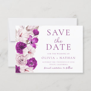 Romantic Plum & Blush Watercolor Wedding Save The Date