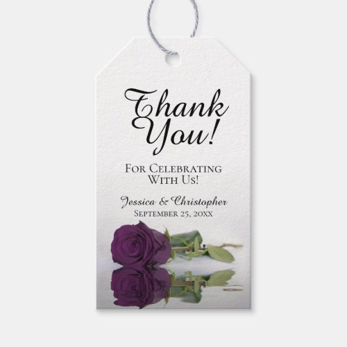 Romantic Plum Purple Rose Wedding Thank You Gift Tags