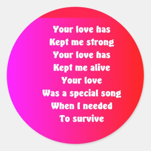 romantic poem dedication to someone special classic round sticker